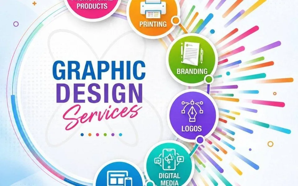 Colorful graphic design services graphic