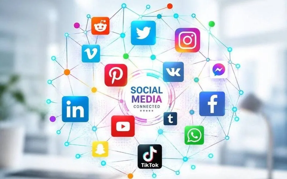 Colorful social media network graphic