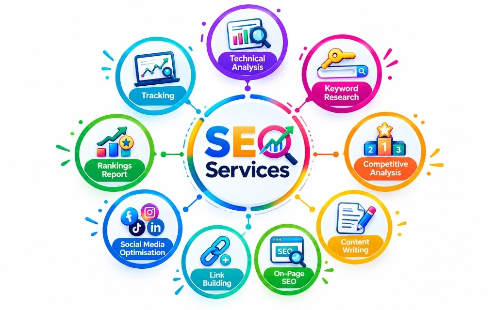 SEO services: technical analysis, keywords, on-page SEO and link building